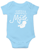 Fearfully & Wonderfully Made Onesie: Light Blue 6 Month