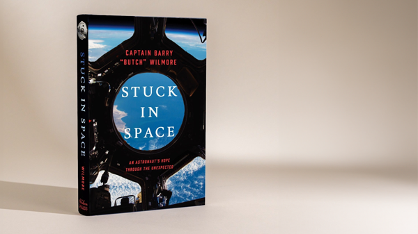 Stuck in Space book standing on desk