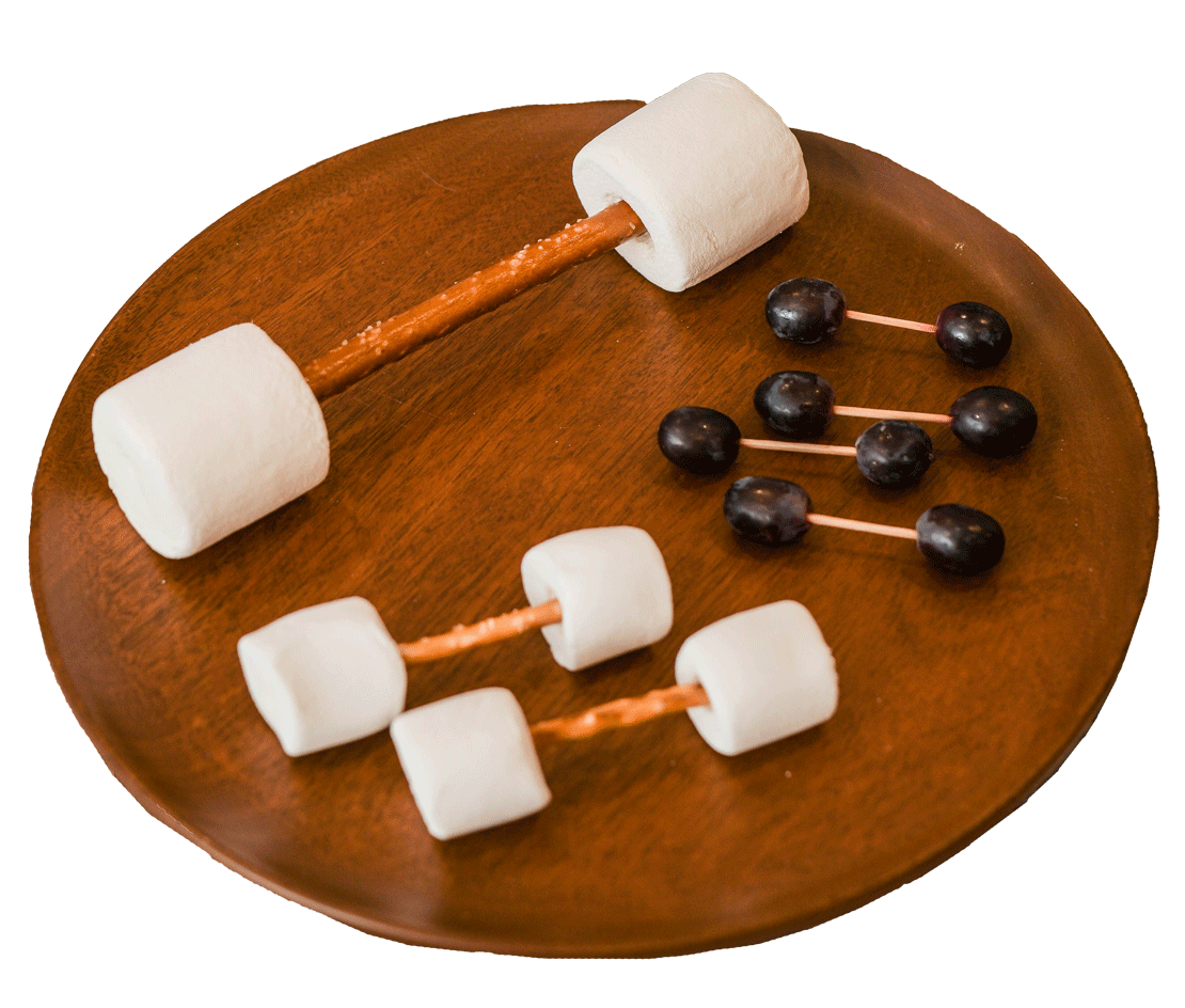 pretzel barbell snacks with marshmallows