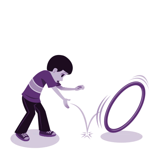 boy running toward bucket with rope