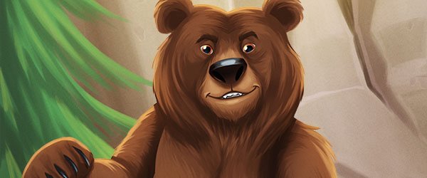 cartoon grizzly bear with paw raised