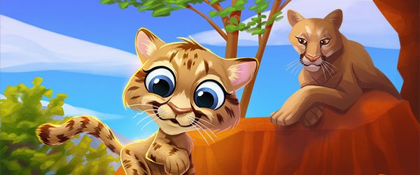 illustrated cougar kitten
