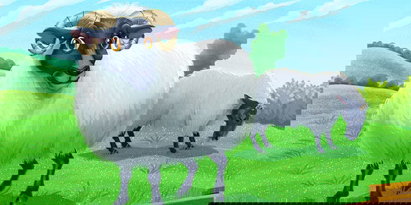 cartoon sheep looking at user