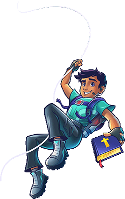 boy repelling off helicopter